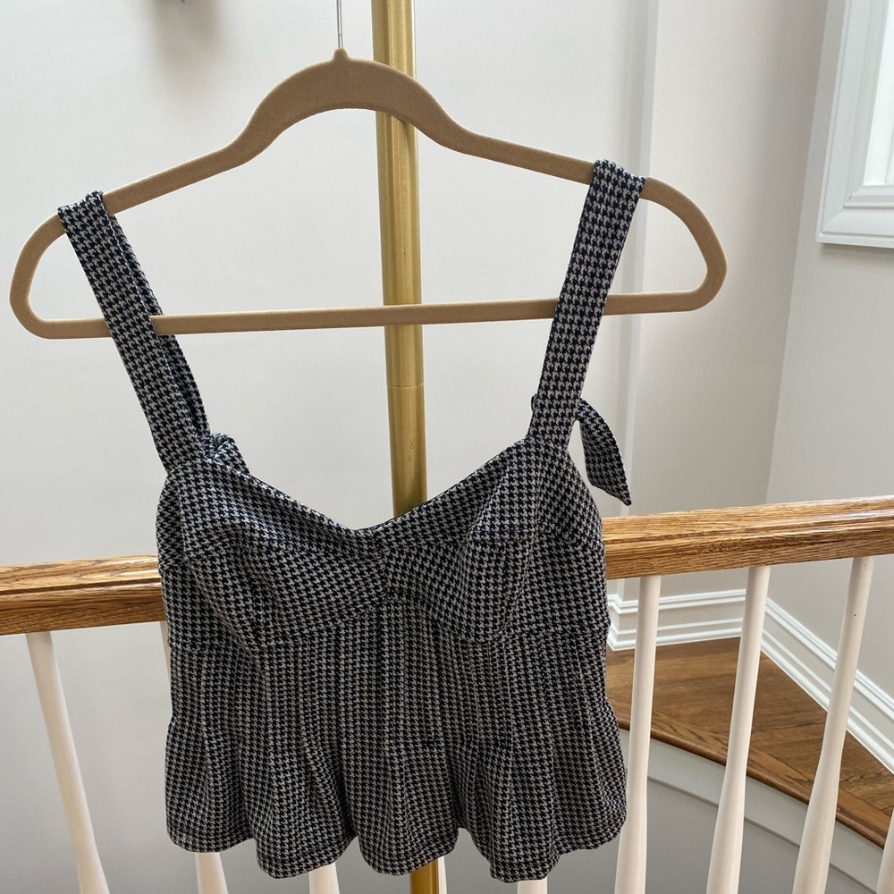 Free People Black and White Checkered Crop Top